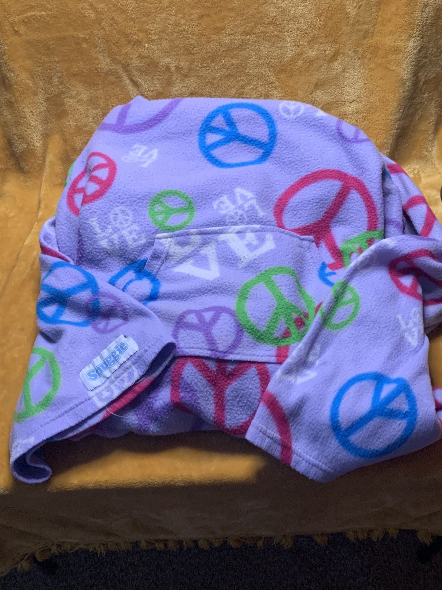 Cozy Peace Sign Snuggie Blanket with Sleeves