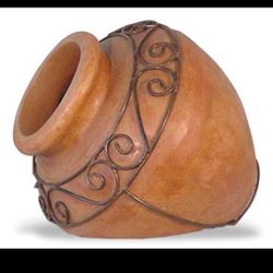 Tilted Terracotta "Welcome Pot with Iron" Planter Flowe Pot