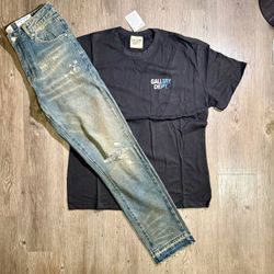 Gallery Dept. T-Shirt and Distressed Jeans Bundle 32/MEDIUM