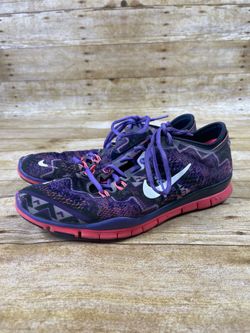 Nike Free 5.0 Shoes Womens Size 10 Running Training Purple Print 629832-402