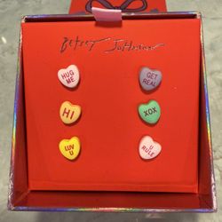 Betsey Johnson Conversation Heart Stud Earrings