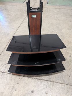 Contemporary Black Glass Media Console