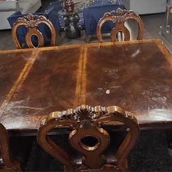 Elegant Solid Wood Dining Table Set (6 Chairs Included)
