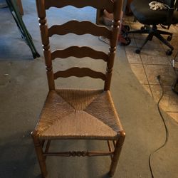 Vintage Ladder-back Chair With Woven Rush Seat