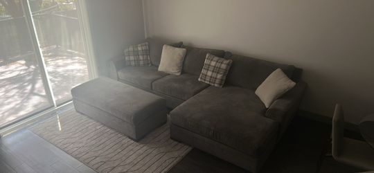 Gray Sectional Sofa with Chaise and Ottoman