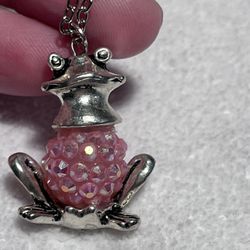 PINK FROG PENDANT 23” Chain