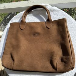 Sued/Leather Womens Totebag Handbag Brown Vintage 90
