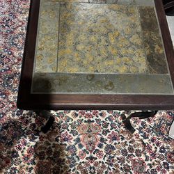 Tile and  Wooden Table with Black Metal Legs