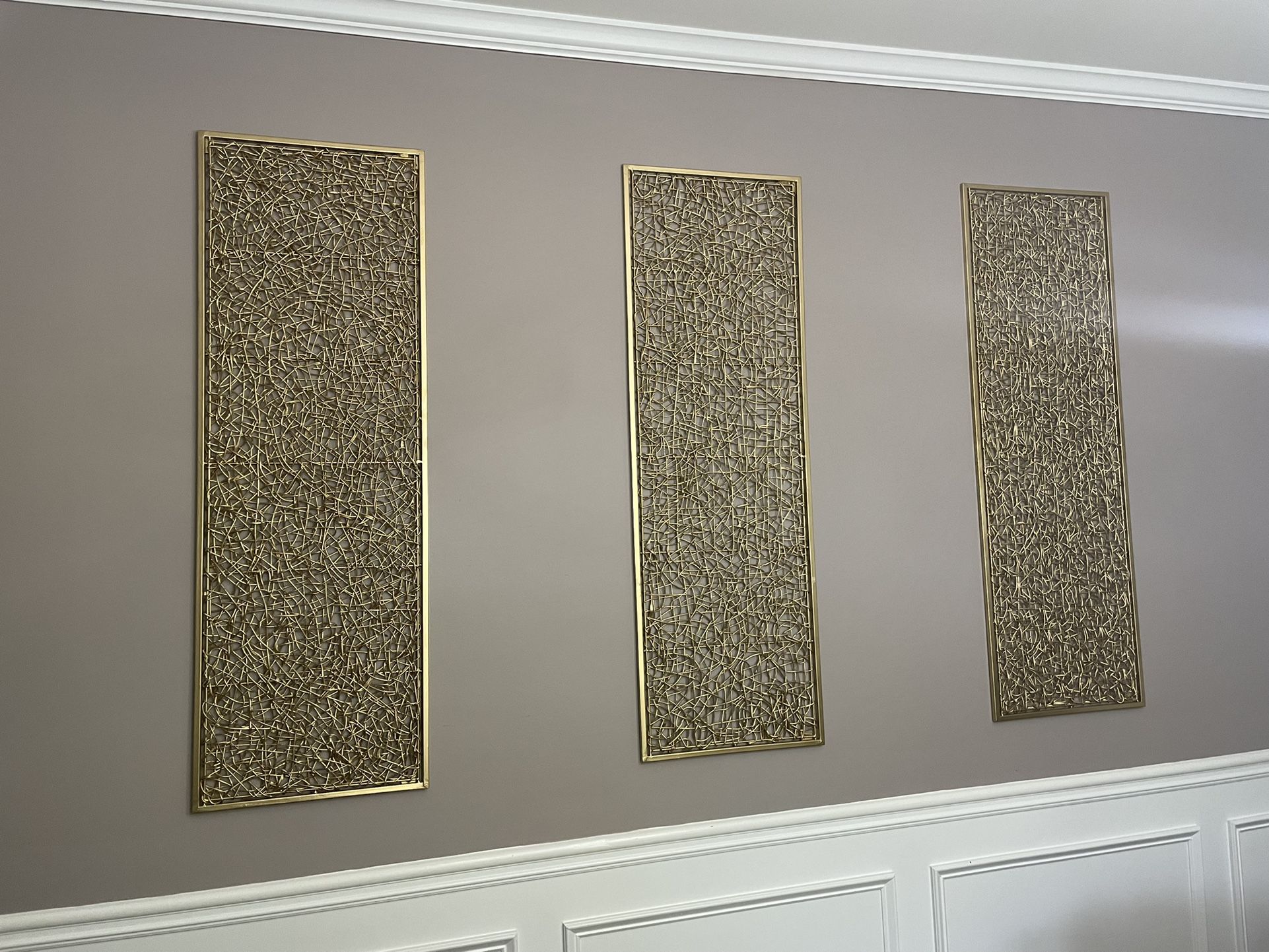 3 Gold Metal and Rattan Panels for Sale in Snellville, GA