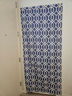 Curtain Panel - Navy Blue Trellis (37" x 84")