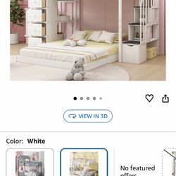 new bunk bed - twin over full (white)  with stairs & drawers & shelfs