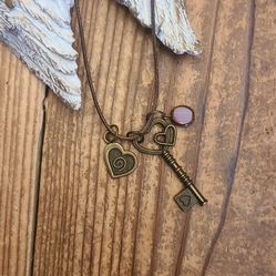 Key/heart Charm Necklace 