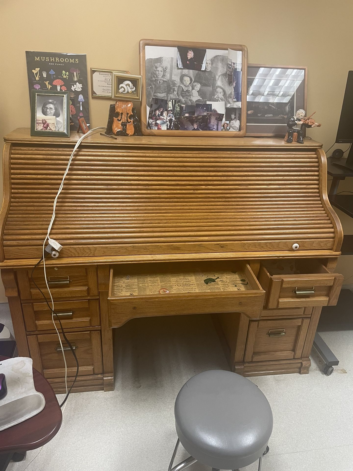 Solid Oak Roll Top Desk