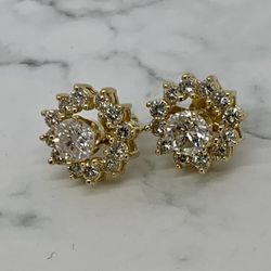 14 Kt Yellow Gold Earring Jackets And Studs Diamond Earrings 