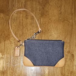 COACH Baguette Denim Leather Vintage Skinny Wristlet 