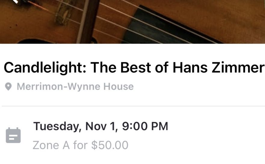 Sold Out Concert: Candlelight:the Best Of Hans Zimmer