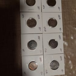 Indian Head Pennies Mixed Dates F TO VF+ Condition 