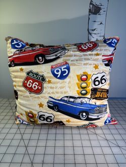 Route 66 Classic Cars Decorative Throw Pillow