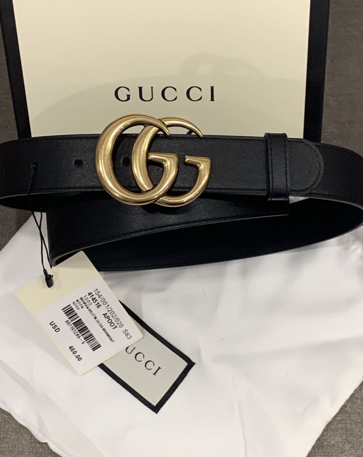 Skinny 1 Inch Gucci Black Leather Belt