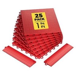 CAMMOO Upgraded V2.0 Garage Floor Tiles 12"x12", Red 25