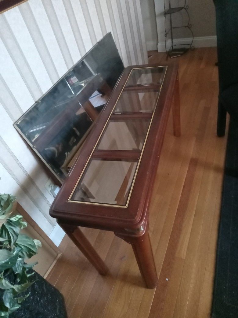 Modern Sofa/console Table Tempered Glass And Wood