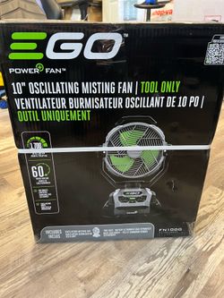 Ego 10-in High Velocity Indoor/Outdoor Oscillating Misting Jobsite Fan, Battery Powered, in Grey/Green