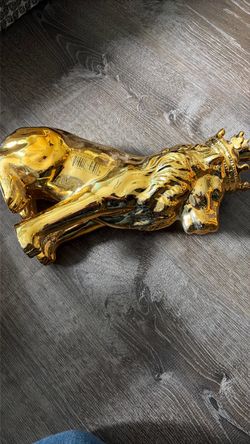Gold Lion with Crown Figurine