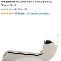 Toyota Tacoma Rear Passenger Side Bumper End Chrome Plastic 