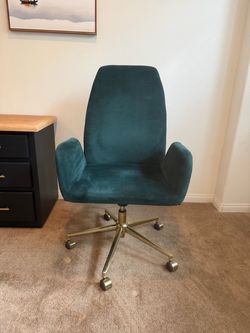 Green velour office chair