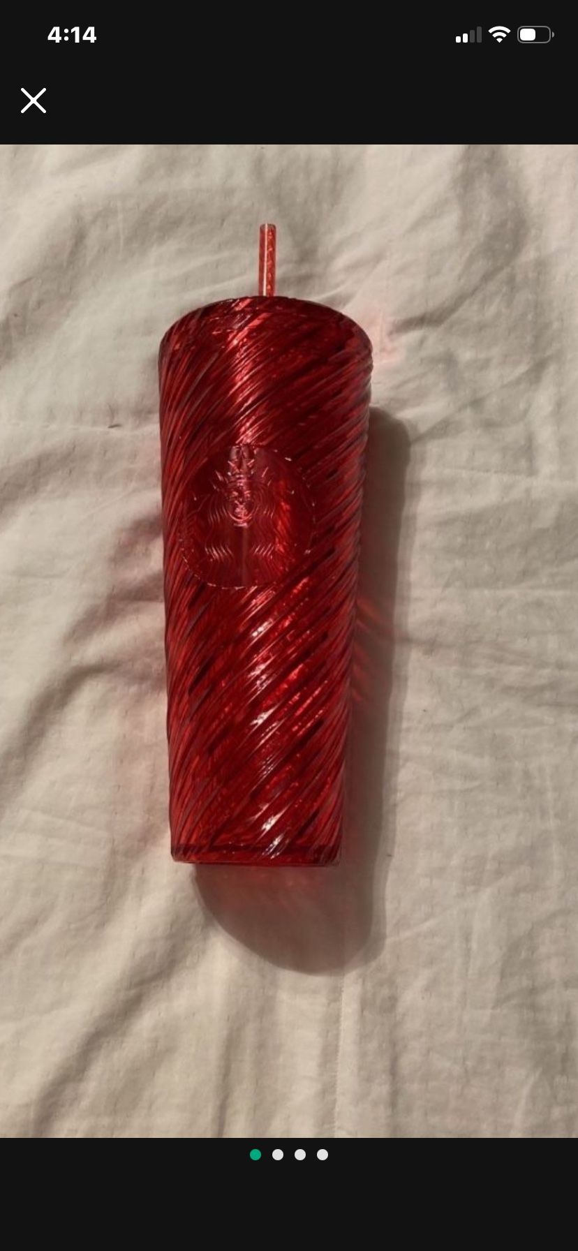 New 24 Oz Red Holiday Starbucks Reusable Beverage Cup With Straw