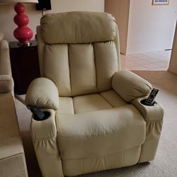 White leather recliner and wood desk. Chicago