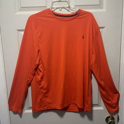 Polo Ralph Lauren Performance Crew Neck Long Sleeve T- Shirt Men's L Orange
