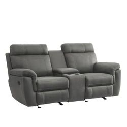 Lazzara
Cassville 76 in. W Gray Microfiber Double Glider Manual Reclining Loveseat with Center Console
