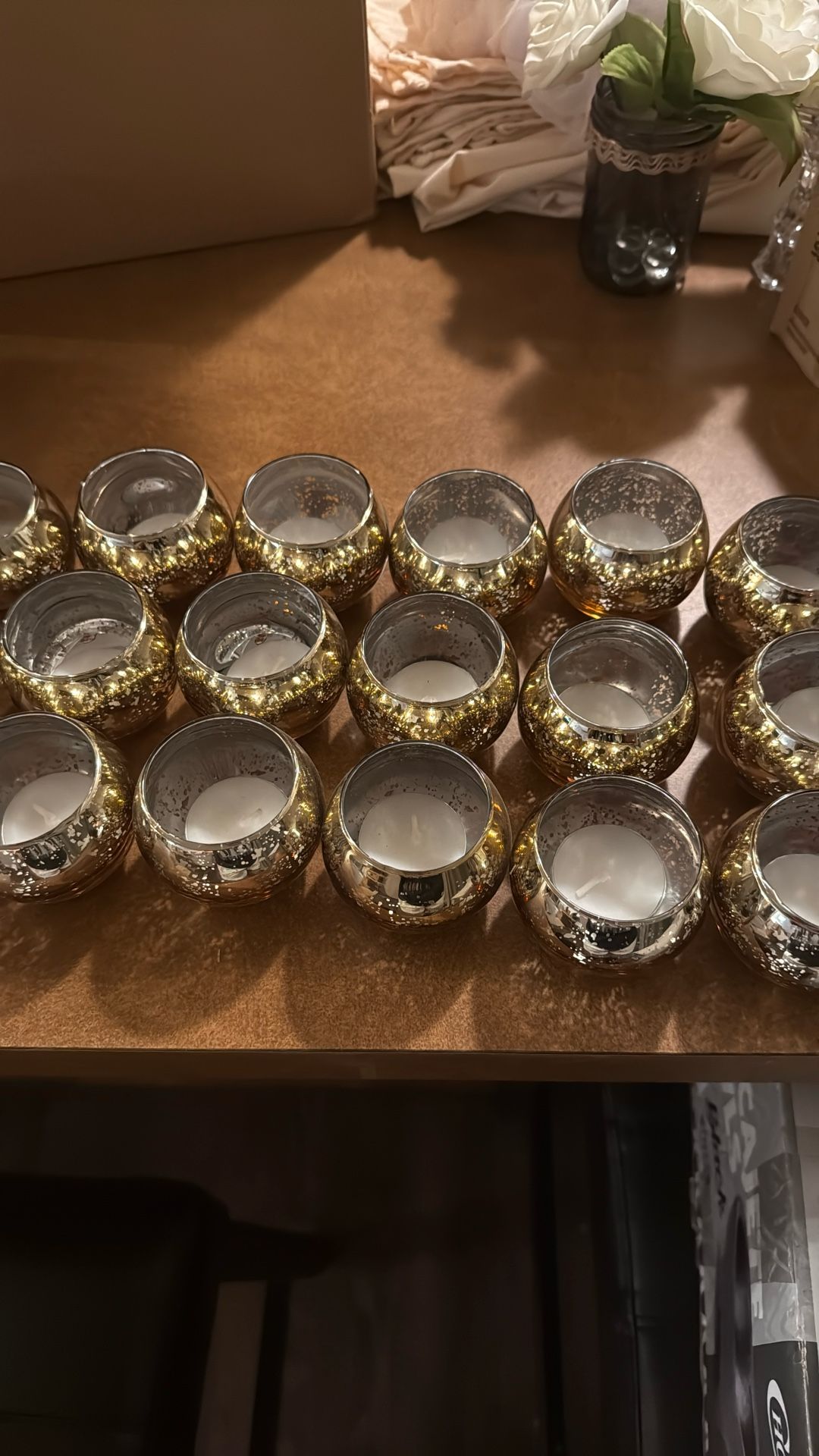 24 Globe Shaped Gold Candle Holders
