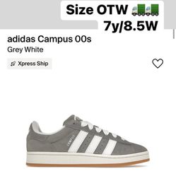 Adidas Campus 00s Grey White Size 7y/8.5w