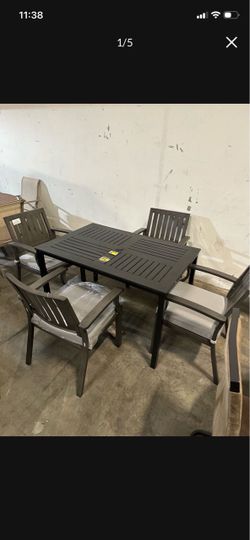 New 5 Pcs Outdoor Patio Dining Table and 4 Armchairs with Cushion