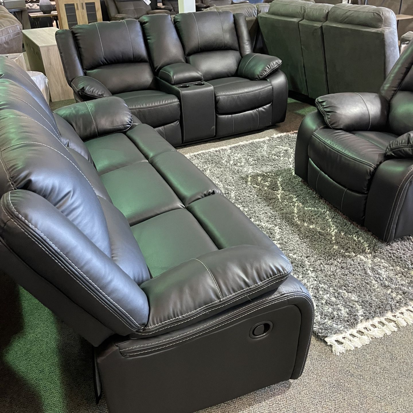 Black Leather Reclining Sofa Live Chair Set 🤩IN STOCK💥$49DOWN-TakeNow-PayLater with financing 