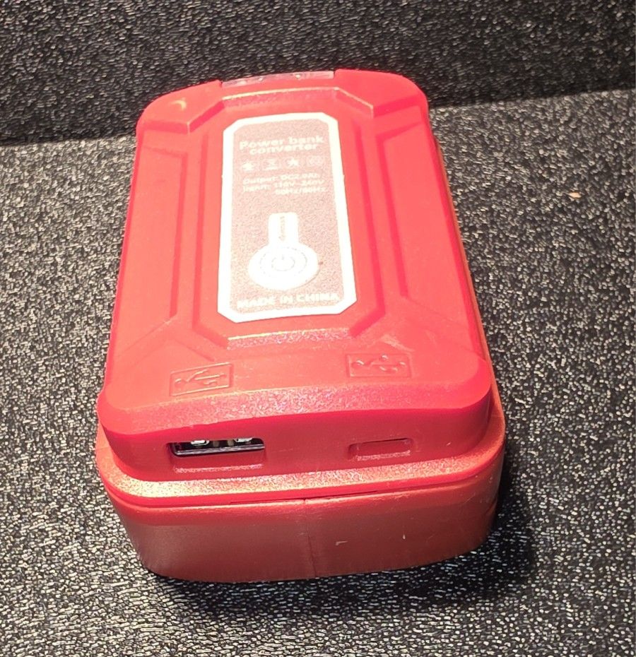 "Milw Red" 18v Battery Adapter /w USB Ports and LED Light
