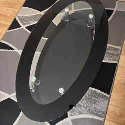 Black glass living room table set