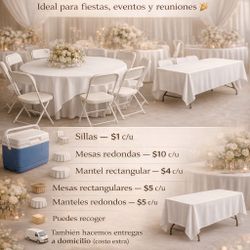 Renta De mesas Y Sillas