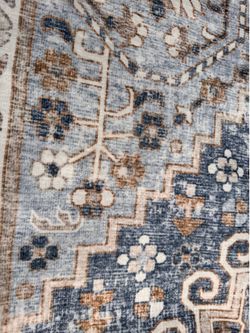 9’ x 12’ Zesthome Washable Area Rug  /Blue,brown, and Cream Traditional Medallion Area Rug.