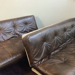 Two Leather Futons, Both Fully Reclinable