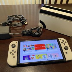 Nintendo Switch (OLED) With Dock And White Joy-Cons