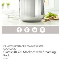 Princess House Heritage Stainless Classic 25-Qt. Stockpot w/ Steaming Rack  5840 - household items - by owner 