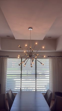 Modern Chrome Sputnik Chandelier | Statement Dining Room Light Fixture