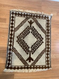 Small handknotted Persian area rug for floor or wall art