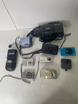 Lot of 9  Digital Cameras Camcorder 35mm Canon Nikon Sony Olympus GoPro Untested