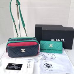 Limited Edition CHANEL Goatskin Quilted Tri-Color In & Out Waist Sling Bag