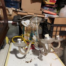 Vintage Glass Chandelier And Globes