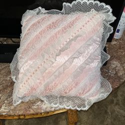PINK RUFFLE HOMEMADE THROW PILLOW
